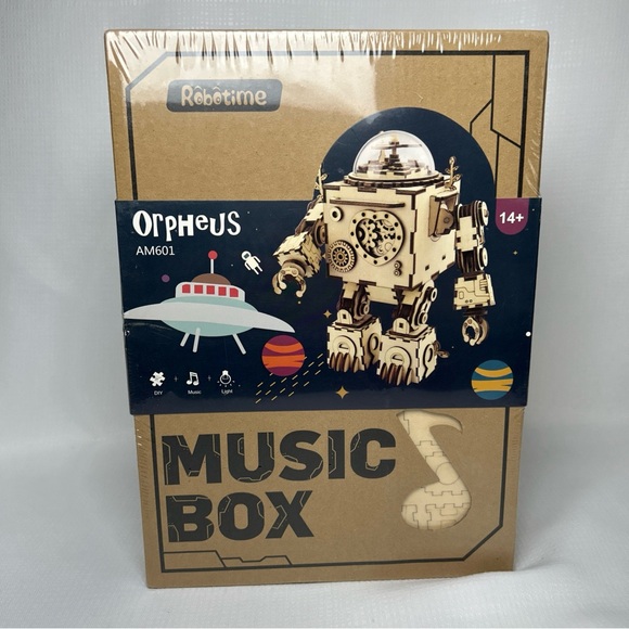 New Sealed Robotime Orpheus Robot Music Box Steampunk 3D Wood Puzzle Model Kit - Picture 1 of 6